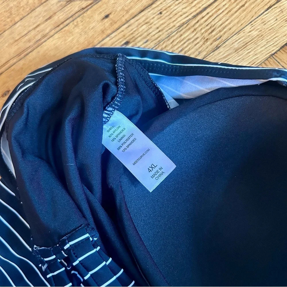 NWT Meet Curve Stripes Round Neck Women One Piece Swimsuit - Picture 8 of 11
